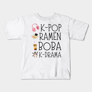 K-pop Ramen Boba And K-drama Cute Gift Kids T-Shirt